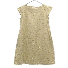 I AM I BOYGAL アイアムアイボイガル 総柄 半袖 ワンピース F ベージュ フレンチスリーブ レディース 古着