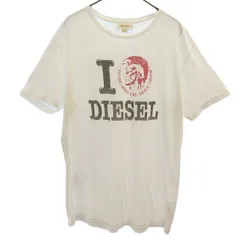 DIESEL ディーゼル ロゴプリント 半袖 Tシャツ L ホワイト メンズ 古着
