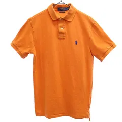 POLO RALPH LAUREN ポロラルフローレン ロゴ刺繍 半袖 ポロシャツ SP オレンジ 鹿の子地 メンズ 古着