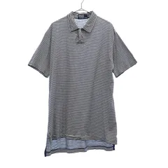 POLO RALPH LAUREN ポロラルフローレン ボーダー 半袖 ポロシャツ M ネイビー×ホワイト メンズ 古着