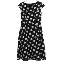 TOCCA トッカ 日本製 花柄 半袖 ワンピース 0 ブラック フレンチスリーブ レディース 古着