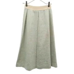 PLAIN PEOPLE プレインピープル リネンブレンド 総柄 ロング丈 タック スカート 2 ブルー系 レディース 古着