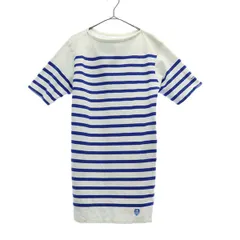 ORCIVAL オーシバル フランス製 ボーダー柄 半袖 Tシャツ ホワイト×ブルー バスクシャツ ボートネック チュニック レディース 古着
