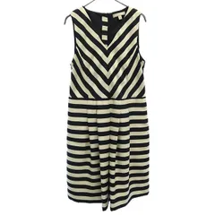 Banana Republic バナナリパブリック ボーダー ノースリーブ ワンピース 2 ホワイト×ブラック レディース 古着