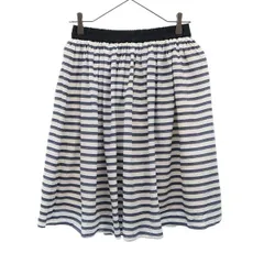 未使用 niko and... ニコアンド リー ボーダー ミディ丈 ギャザースカート F ホワイト×ネイビー LEE レディース 古着