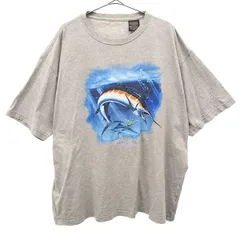 Blue Marlin ブルー マリーン プリント 半袖 Tシャツ XL グレー メンズ 古着