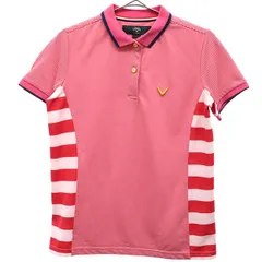 Callaway DRYSPORT キャロウェイ ドライスポーツ ボーダー ゴルフ 半袖 ポロシャツ M ピンク レディース 古着