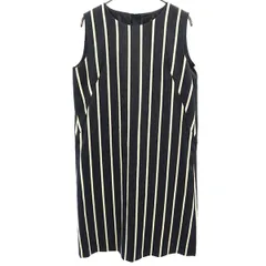 INED イネド 日本製 ストライプ ノースリーブ ワンピース 9 ネイビー系 レディース 古着