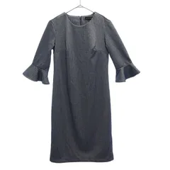 未使用 Banana Republic バナナリパブリック 総柄 長袖 ワンピース 0 グレー系 レディース 古着