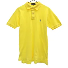 RALPH LAUREN ラルフローレン 刺繍 半袖 ポロシャツ M イエロー レディース 古着