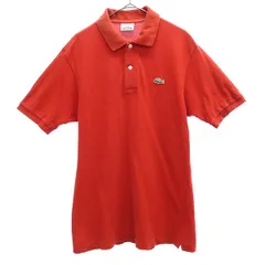 LACOSTE ラコステ 日本製 刺繍 半袖 ポロシャツ 3 レッド 鹿の子 メンズ 古着