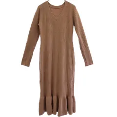 Lily Brown リリーブラウン 長袖 Vネック リブニット ロングワンピース F ピンク レディース 古着