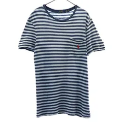 POLO RALPH LAUREN ポロラルフローレン ボーダー 半袖 Tシャツ S ブルー系 ポケT メンズ 古着
