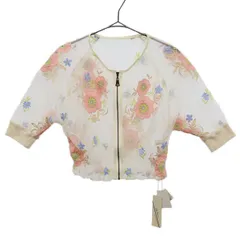 未使用 Lily Brown リリーブラウン LWFJ162030 花柄 半袖 シースルー カーディガン F ホワイト レディース 古着