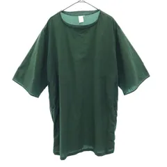 エイネット 日本製 7分袖 ナイロン Tシャツ S グリーン プルオーバー メンズ 古着