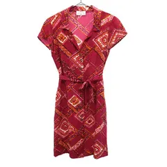 TOCCA トッカ 総柄 半袖 ワンピース 4 ピンク系 レディース 古着