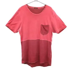 DENHAM デンハム 切替 半袖 切替 Tシャツ レッド ポケT メンズ 古着