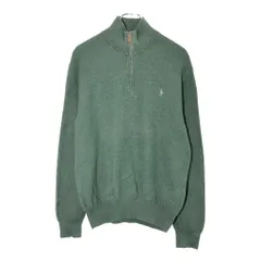 Polo by Ralph Lauren ポロ ラルフローレン ハーフジップ コットンセーター グリーン(メンズ M)中古 古着 V9586