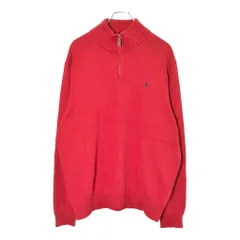Polo by Ralph Lauren ポロ ラルフローレン ハーフジップ コットンセーター レッド(メンズ XL)中古 古着 V9588