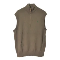 Polo by Ralph Lauren ポロ ラルフローレン ハーフジップ コットンニットベスト ブラウン(メンズ M)中古 古着 V9637