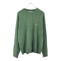 90年代 TOMMY HILFIGER トミーヒルフィガー ケーブルニットセーター グリーン(メンズ L)中古 古着 V9653