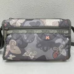 7907　LeSportsac レスポートサック　ショルダーバッグ　ミニショルダー　小さめ　ナイロン　ちょうちょ　蝶　バタフライ　ペイズリー　グレー　グレージュ　ベージュ　総柄　ミニ　肩がけ　斜めがけ　クロスボディ　ポシェット