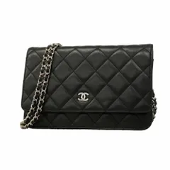 シャネル(Chanel) シャネル 財布・ショルダーウォレット マトラッセ チェーンショルダー ラムスキン ブラック レディース