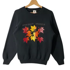 90's vintage 90年代 ヴィンテージ FRUIT OF LOOM フルーツオブザルーム スウェットトレーナー フロントプリント クルーネック USA製 Mサイズ ブラック