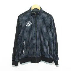 フィラ FILA GOLF ジャケット アウター 長袖 ジップアップ 千鳥格子 ロゴ 裏フリース L グレー×ブラック ※EKM