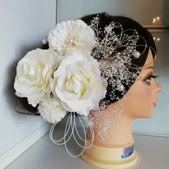 白系の上品でゴージャスな髪飾り ヘッドドレス ブライダルや前撮りにも♪【046】
