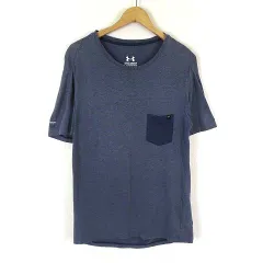 アンダーアーマー UNDER ARMOUR Tシャツ ポケットT ロゴ 刺繍 CHARGED クルーネック 半袖 SM ブルーグレー 紺 ネイビー スポーツウエア