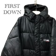 FIRST DOWN ダウンジャケット 90s 雪山ロゴ 肉厚 フード ヌプシ - メルカリ