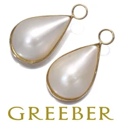 パール マベ真珠 チャーム ティアドロップ ピアス K18YG #183350