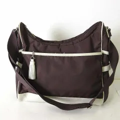 アニエスベー ボヤージュ Agnes b. VOYAGE バッグ ショルダーバッグ ワンショルダー ナイロン レザー ロゴ 刺繍 ダークブラウン こげ茶色 クリーム色 かばん 鞄 カバン