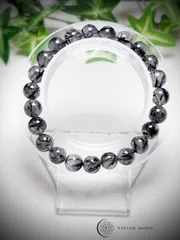 💎天然石✨️高透明度✨️ ブラックルチルクォーツ（ブラックルチル系インクォーツ） ブレスレット   レディース＆メンズ   E728