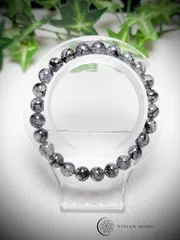 💎天然石✨️高透明度✨️ ブラックルチルクォーツ（ブラックルチル系インクォーツ） ブレスレット   レディース＆メンズ   E729