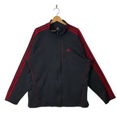 00's vintage 00年代 ヴィンテージ adidas アディダス スリーライン ワンポイント刺繡 オーバーサイズ ビッグシルエット トラックジャケット ジャージ カンボジア製 XLサイズ ブラック レッド