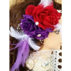 パープル×レッドの髪飾り　成人式　結婚式にも♪【006】