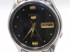 SEIKO セイコー 5 自動巻き 腕時計 7009-3101 デイデイト ブラック文字盤