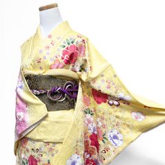 あまる様専用 正絹お振袖 単品 クリーム系 LLサイズ 古典 美品 - メルカリ