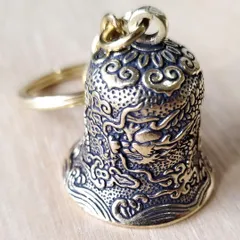 K162 真鍮製 龍のベル ガーディアンベル キーホルダー｜風水 開運 縁起物 お守り ドラゴンモチーフ ブラスの重厚感と澄んだ音色を楽しむ大人の真鍮雑貨