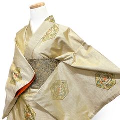 松竹梅 華紋 袋帯 イエロー系 着物 041w - メルカリ