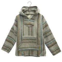 MOLINA モリーナ ボーダー 長袖 メキシカン パーカー グレー系 プルオーバー レディース 古着