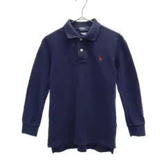 Polo by Ralph Lauren ポロバイラルフローレン ワンポイント刺繍 長袖 ポロシャツ 7 ネイビー 鹿の子地 キッズ 古着