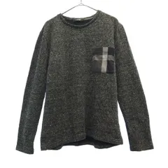 BLACK LABEL CRESTBRIDGE ブラックレーベル クレストブリッジ チェック 長袖 ニット M グレー セーター クルーネック メンズ 古着