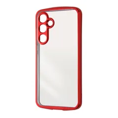 GalaxyA55 5G ケース クリア レッド メタリック フレーム 透明 耐衝撃 シンプル 無地 カメラ 保護 スマホ カバー ソフト TPU Galaxy A55 ギャラクシー SC-53E METAMORU plus IN-GA55TC13-RM