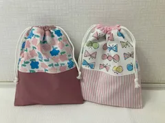 No.62 巾着袋　コップ袋　給食袋　Mサイズ