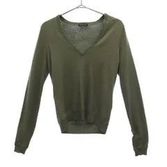 theory セオリー ウールブレンド 長袖 Vネック セーター 2 カーキ ニット レディース 古着