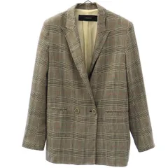 ZARA BASIC ザラベーシック チェック柄 ダブル テーラードジャケット XS グレー レディース 古着