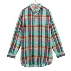 SUNNY SPORTS サニースポーツ チェック柄 長袖 ボタンダウンシャツ L グリーン系 メンズ 古着